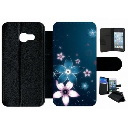 Etui À Rabat Galaxy A3 (2017) - Abstrait Fleur De Lotus - Simili-Cuir - Noir
