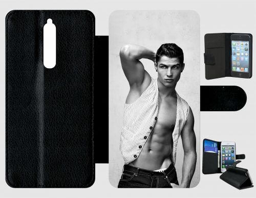 Etui À Rabat Nokia 8 - Cr7 Cristiano Ronaldo Body Beau Gosse - Simili-Cuir - Noir