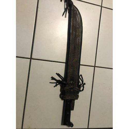 Machette - Coupe Coupe - Coutelas - Style Golok - Étui Cuir Africain - 59 Cm