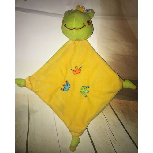 DOUDOU GRENOUILLE ROI REINE GMBH JAUNE VERT COURONNES JOUET HOCHET GRELOT BEBE COMFORTER SOFT TOYS frog yellow green baby