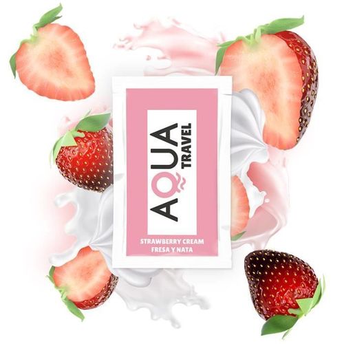 Aqua Travel Lubrifiant À Base D''eau Saveur De Crème Fraise - 6 Ml