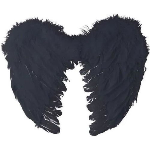 Ailes D'ange En Plumes Noires - Ptit Clown - Halloween - Adulte - Noir - 40 X 32cm