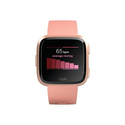 Fitbit Versa - Aluminium rose or - montre intelligente avec bande - pêche - Bluetooth, NFC