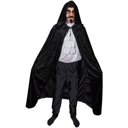 Cape Velour Noir Avec Capuche