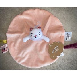 Doudou Chat Les Minis Ostaria Rose Peluche Jouet Mouchoir Bébé 