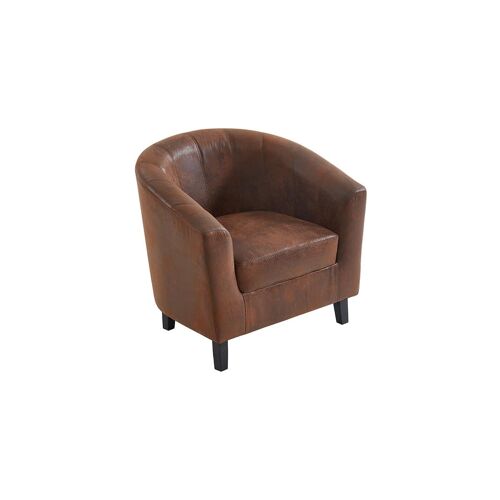 Fauteuil cabriolet en microfibre vieillie marron CRISTOBAL II