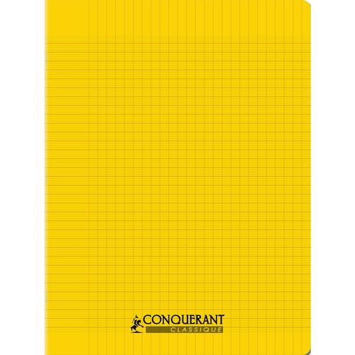 Conquérant Cahier Conquérant Polypro Agrafé 24x32 Cm 60p 90g Grands Carreaux Jaune