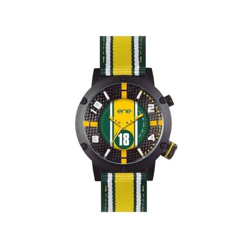 Enewatch - Montre Hommes - Bracelet En Nylon Vert Noir Et Jaune - Quartz Analogique Ue72654