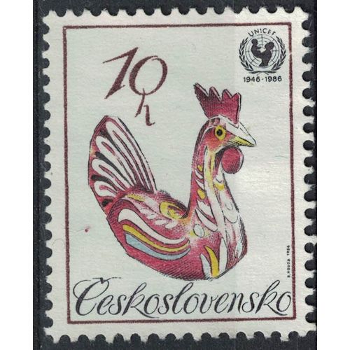 Tchécoslovaquie 1986 Used Unicef Campagne Survie Enfant Jouets Coq