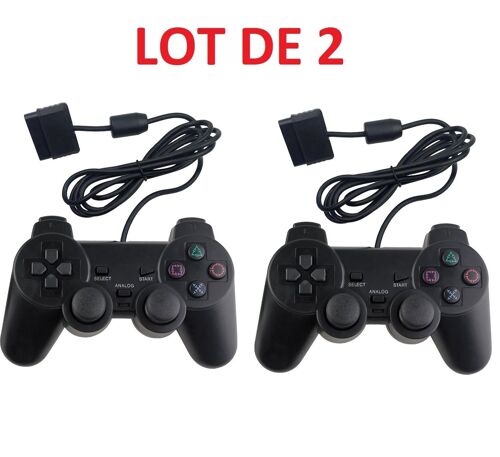 2 X Manette analogique pour Playstation 2 PS2 joypad Shock - 1,40 m