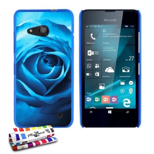 Coque Case Microsoft Lumia 550 " Rose " Silicone Bleu Rigide (Tpu)