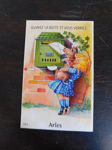 Carte Postale Ancienne / Humour Fillette Boite A Lettre / Ville Arles + Depliant
