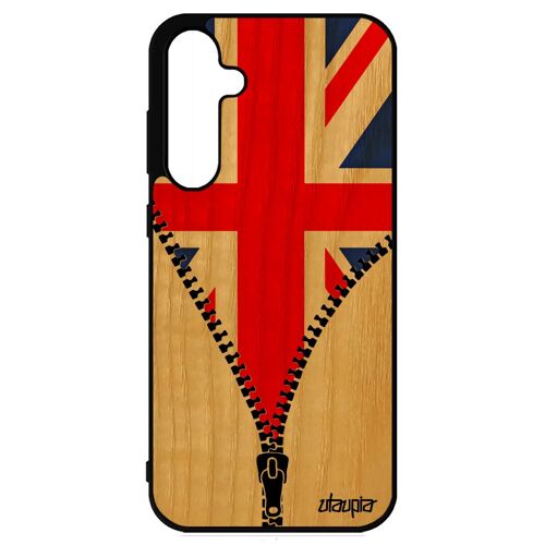 Coque Pour Samsung S23 Fe En Bois Silicone Drapeau Union Jack Angleterre Anglais De Protection Euro Foot Grande Bretagne Jo Galaxy