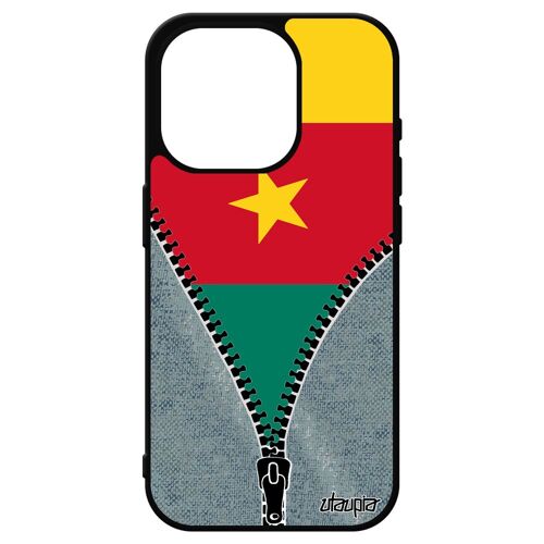Coque Silicone Iphone 15 Pro Drapeau Cameroun Camerounais Basket Foot Football Bumper Can Jeans Coupe Du Monde Etui Metal Jo