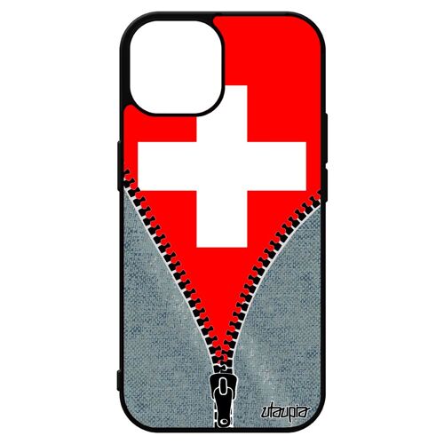 Coque Pour Iphone 15 Silicone Drapeau Suisse Football Euro Jo Telephone Coupe D'europe Metal Foot Coupe Du Monde Portable 4g