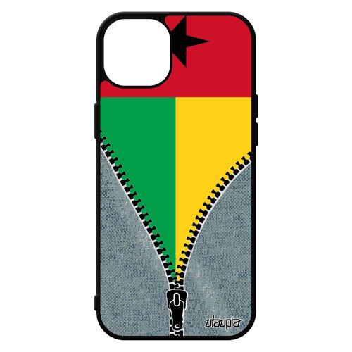 Coque Silicone Iphone 15+ Plus Drapeau Guinee Bissau Guineen Can Jeux Olympiques Design Coupe D'afrique Telephone Basket Jeans