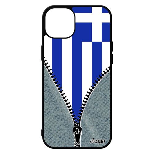 Coque Iphone 15+ Plus Silicone Drapeau Grece Grec Foot Basket Jeux Olympiques Unique Football Euro Jo Telephone Coupe D'europe