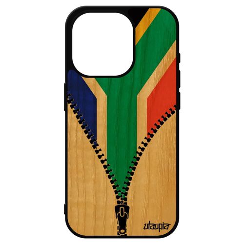 Coque Bois Drapeau Afrique Du Sud Africain Iphone 15 Pro Silicone Housse Can Rugby Jo Coupe Du Monde Republique Case Foot