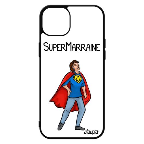 Coque Pour Iphone 15+ Plus Silicone Super Marraine Humour Original Comics Drole Comique Portable Dessin Enfant De Protection