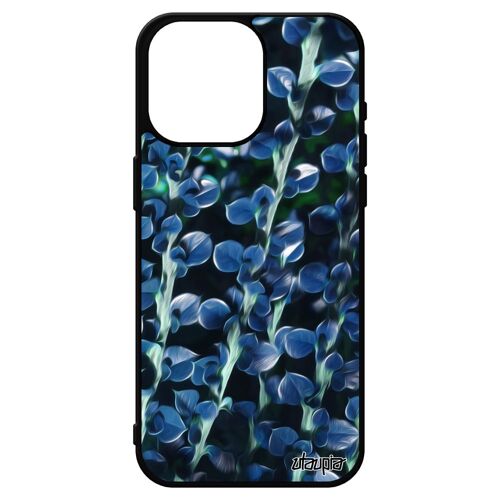 Coque Motif Feuilles Iphone 15 Pro Max Silicone Floral 4g Telephone 512 Go Plantes Original Design Bleu Fleurs Made In France