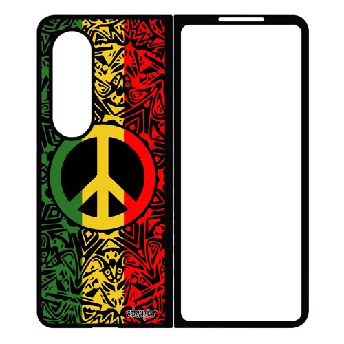Coque Pour Samsung Z Fold 4 Silicone Peace And Love Antichoc Hippie Ragga Yoga Rasta Personnalisé Jaune Cadeau De Noel & Case Galaxy