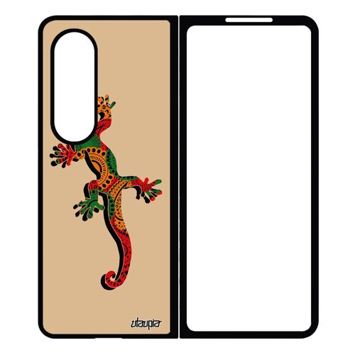 Coque Silicone Salamandre Pour Samsung Z Fold 4 Cover Animaux Etui Hippie Reggae Case Jaune Esprit Du Feu 4g Rasta Ethnique Galaxy