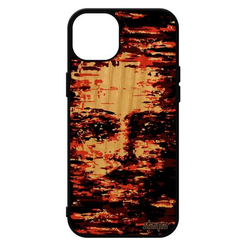 Coque Iphone 15+ Plus Bois Silicone Portrait Bumper Tpu 128 Go De Protection Mobile Femme Artistique Ephemere Rouge Housse Art