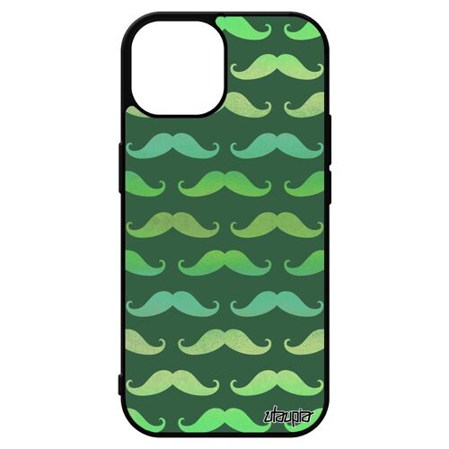Coque Pour Iphone 15 Silicone Moustache Metal Vintage Fantaisie Peinture Pipe Portable Chapeau Melon Pas Cher Homme Vert De