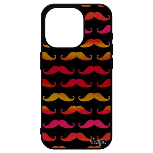 Coque En Silicone Rigide Iphone 15 Pro Moustache Rouge Image Telephone Dessin Homme Peinture Cadeau De Noel Case Chapeau Melon