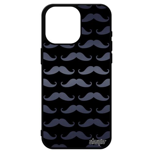 Coque Iphone 15 Pro Max Silicone Moustache Bumper Design Tpu Noir Solide Gris Metal Vintage Imprime Homme Pipe Peinture Mobile