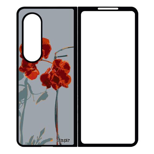 Coque Galaxy Z Fold 4 Silicone Orchidée Fleur Sm-F936n Exotique Couleur De Protection Peinture Amour Tropical Rouge Love 4g Samsung