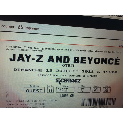 Concert Jayz Beyonce 15/07/18 Carre Or
