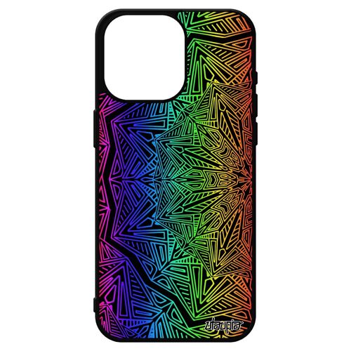 Coque Iphone 15 Pro Max Silicone Mandala Geometrique Case Jolie Indien Mystique Rose Femme Floral 4g Telephone Arc En Ciel Zen