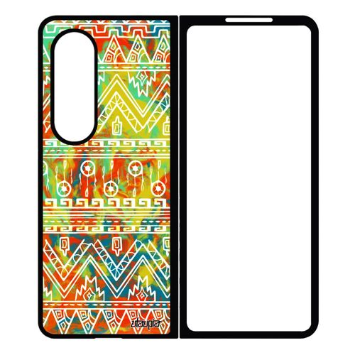 Coque Motif Azteque Pour Samsung Galaxy Z Fold 4 Silicone Tribal Case Decoratif Jaune Fond Jolie Unique Peinture Portable Frise 4g