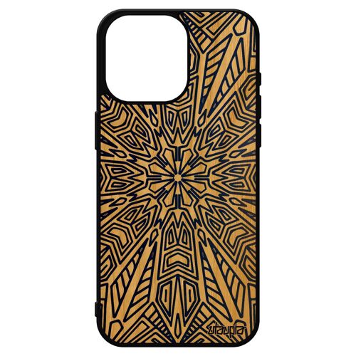Coque Silicone Pour Iphone 15 Pro Max Bois Mandala Rosace Oriental Coloré Souple Fantaisie Homme Fleur Portable Antichoc Nepal