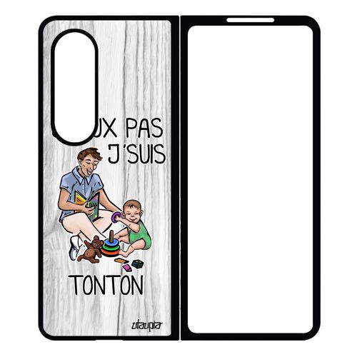 Coque J'peux Pas J'suis Tonton Z Fold 4 Silicone Humour Cadeau D'anniversaire Bande Dessinée Portable Gris Smartphone Samsung Galaxy
