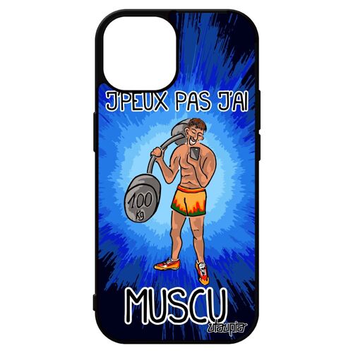 Coque Pour Iphone 15 Silicone Humour J'peux Pas J'ai Muscu Noir Pas Cher Telephone Housse Aluminium Comique Drole Fitness Bd