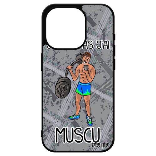 Coque De Protection Iphone 15 Pro Silicone J'peux Pas J'ai Musculation Unique Souple Fitness Noir Texte Bande Dessinée Sport