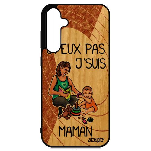 Coque Silicone Pour Samsung Galaxy S23 Fe Bois J'peux Pas J'suis Maman Texte Parent Jpeux Case Housse Rigide Enfant Humour Bd Marron