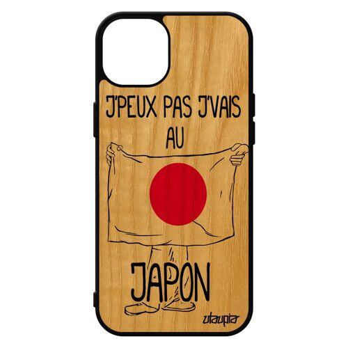 Coque Silicone Pour Iphone 15+ Plus Bois J'peux Pas J'vais Au Japon De Protection Jeux Olympiques Rugby Humour Foot Football