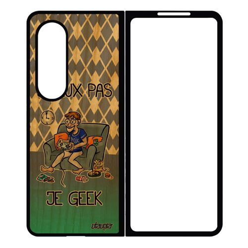 Coque Pour Samsung Galaxy Z Fold 4 Bois Silicone J'peux Pas Je Geek Bleu Jpeux Jeux Video Drole Gamer Texte Bande Dessinée Console