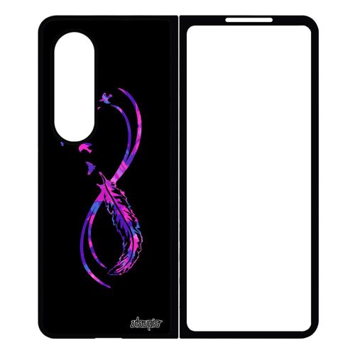 Coque Pour Z Fold 4 Silicone Infini Multicolore Personnalisé Oiseau Femme Amour Telephone Noir Plume Violet Coloré De Samsung Galaxy