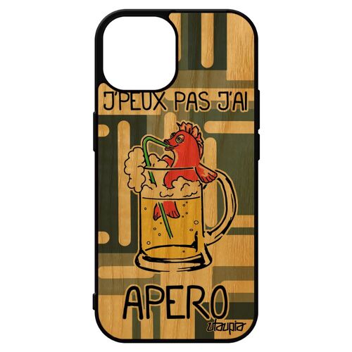 Coque Bois Humour J'peux Pas J'ai Apero Iphone 15 Silicone Portable Drole Texte Bourré Humoristique Comique Gris Pas Cher