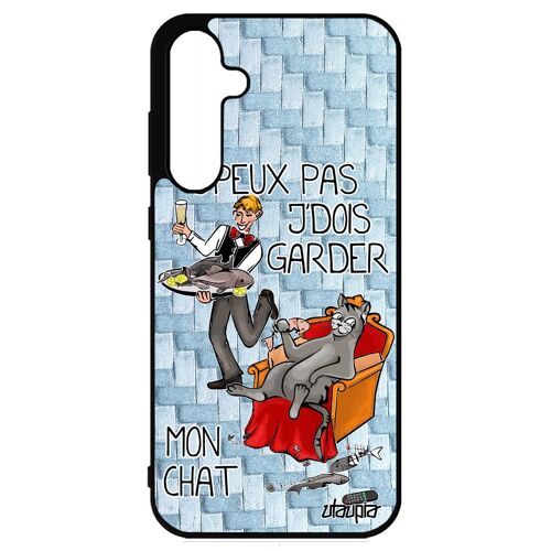Coque Pour Samsung S23 Fe Silicone Je Peux Pas J'dois Garder Mon Chat Humour Jpeux Drole Chaton Cartoon Bleu Made In France Galaxy