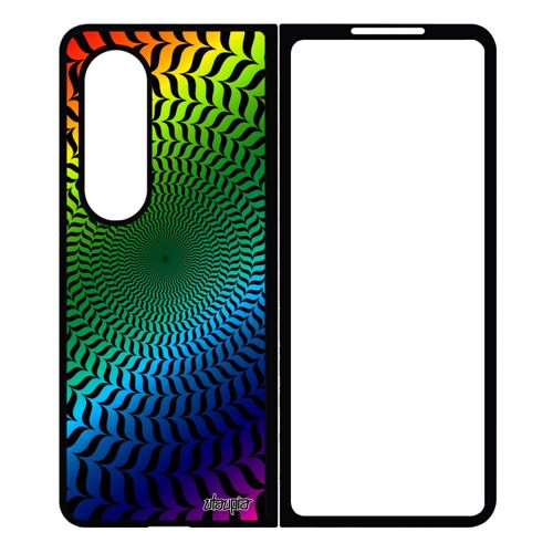 Coque Illusion D'optique Samsung Z Fold 4 Silicone Gay Pride Etui Tpu Art Visuel Telephone Spirale Rond Cercle Multicolore De Galaxy
