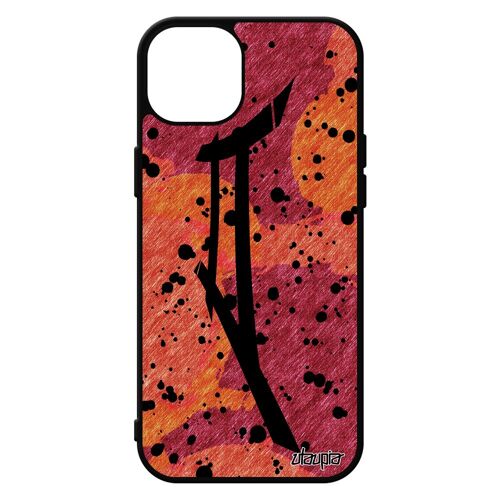 Coque Iphone 15+ Plus Silicone Signe Du Zodiaque Gemeaux Femme Tache D'encre Rouge Calligraphie Astrologique Horoscope Dessin