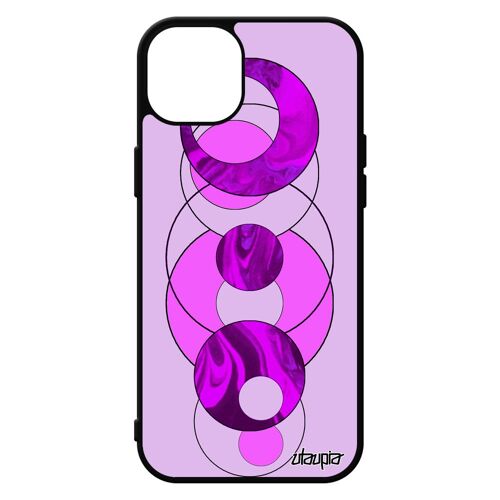Coque Iphone 15+ Plus En Silicone Marbre Design Coloré Geometrie Aluminium Telephone De Protection Granite Motif Texture Rose
