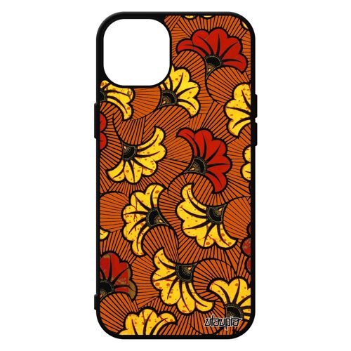 Coque Wax Pour Iphone 15+ Plus Silicone Motif Telephone Africain Antichoc Bumper Rigide Ethnique Coloré Afrique Orange Case De