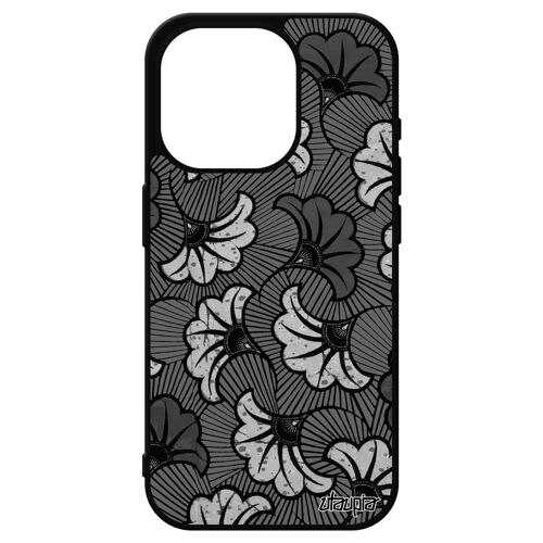Coque De Protection Pour Iphone 15 Pro Silicone Wax Gris Coloré Ethnique Housse Caoutchouc Telephone Afrique Motif Fantaisie