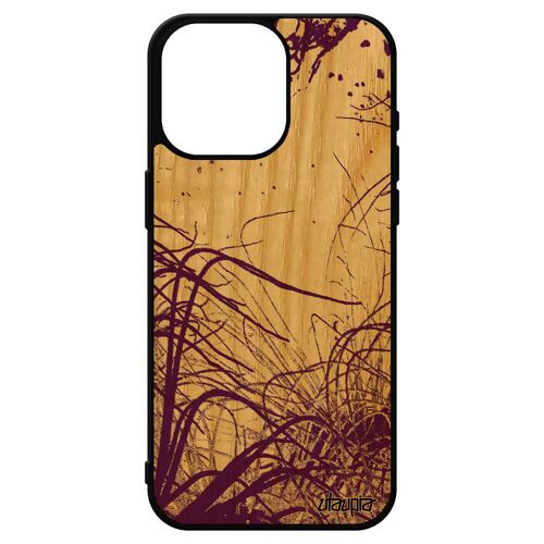 Coque Silicone Iphone 15 Pro Max Bois Océan Plantes Marines Case 1000 Go Frêne Peinture Telephone Rigide Nature Tpu Plongée De